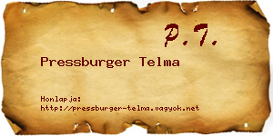 Pressburger Telma névjegykártya